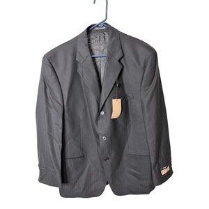 Franco Tassi Charcoal Gray Pinstripe Wool Suit Jacket Blazer 42 Short Super 100s